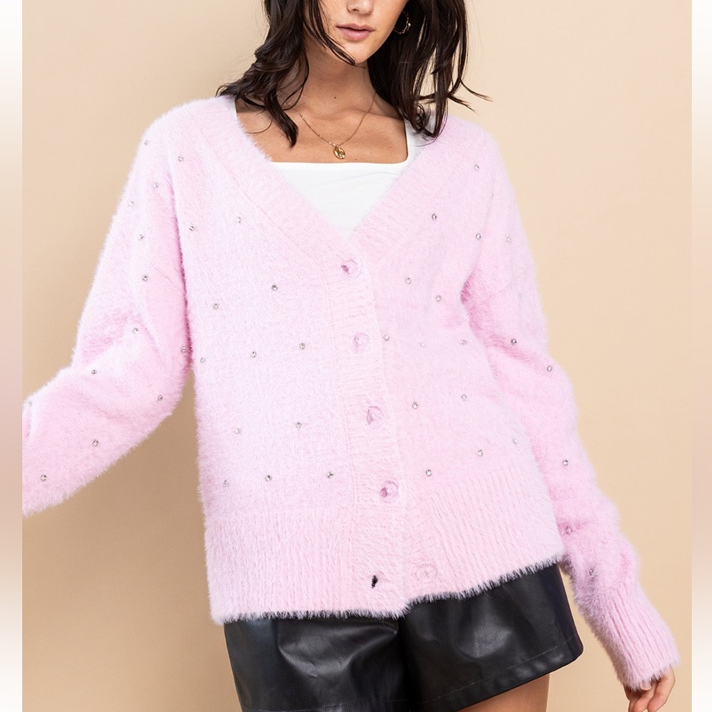 06 Cozy Angora Sweater Long Sleeve Cardigan - Picture 3 of 5